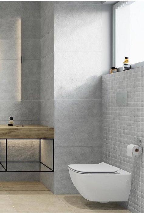 Pietra Light Grey Floor Wall Tile, Light Gray Tile Bathroom