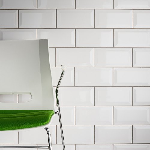 White Bevelled Brick Wall Tile 100X200mm